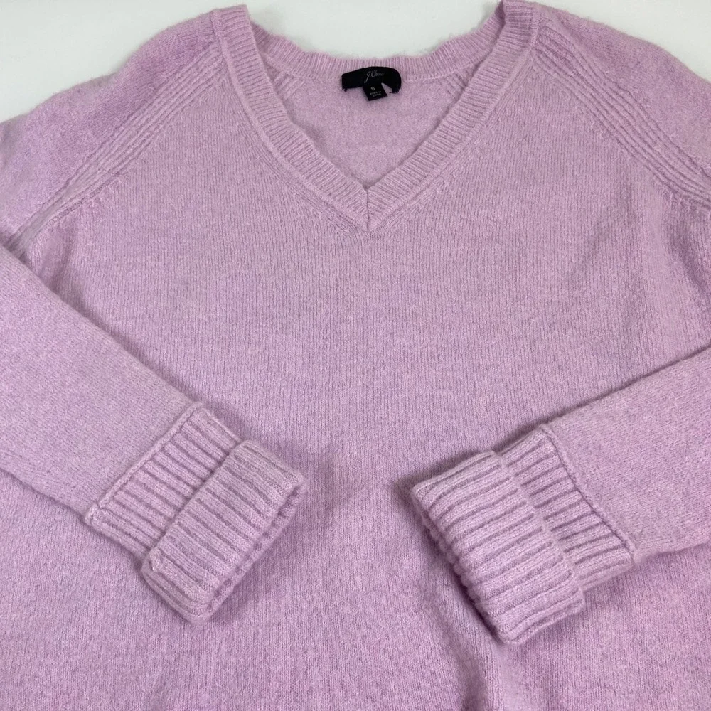 J Crew Womens Sz S Purple  Alpaca Wool Blend V Neck Relaxed Fit Pullover Sweater